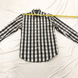 Gray and White checkered button down shirt small